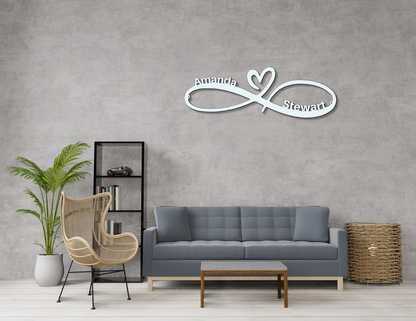 Personalized Infinity Heart Metal Wall Art