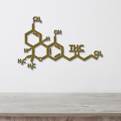 Marijuana Molecule Wall Art, Cannabis Smoke Room Decor, 420 Stoner Gift, THC Particle Metal Wall Hanging, Science Herbology Chemistry Decor