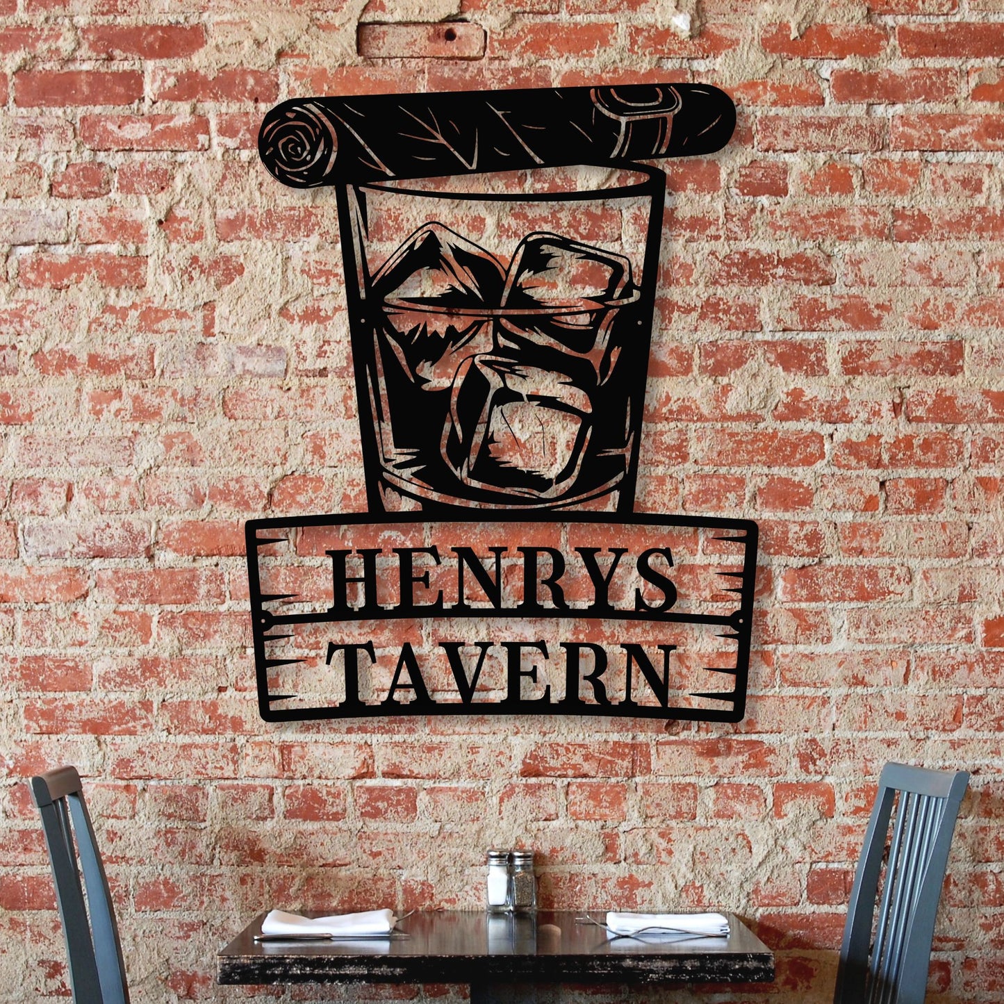 Personalized Whiskey & Cigar Metal Wall Art