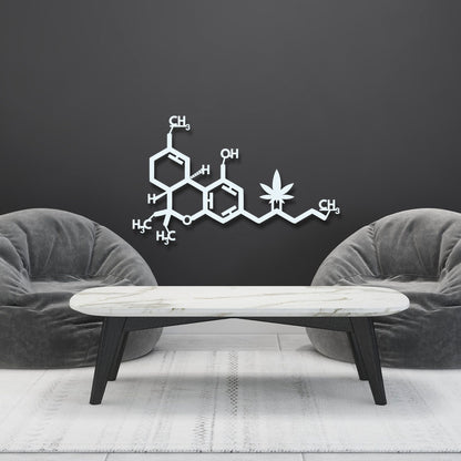 Marijuana Molecule Metal Wall Art, Cannabis Smoke Room Decor