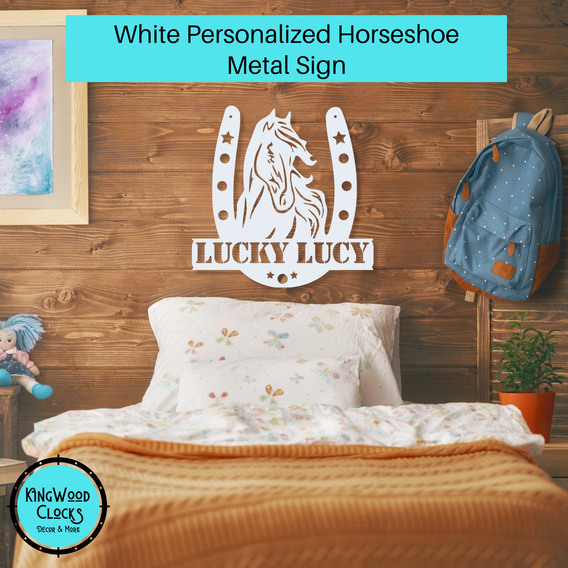 Personalized Horseshoe Metal Sign w/ Horse Portrait & Custom Name