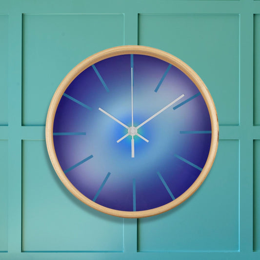 Blue Gradient Ombre Round Wall Clock