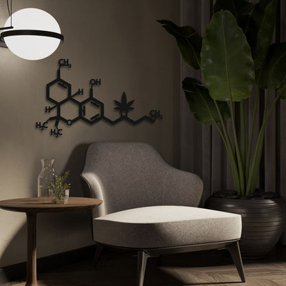 Marijuana Molecule Metal Wall Art, Cannabis Smoke Room Decor