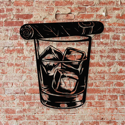 Whiskey & Cigar Metal Wall Art