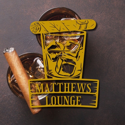 Personalized Whiskey & Cigar Metal Wall Art