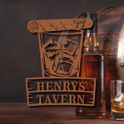 Personalized Whiskey & Cigar Metal Wall Art