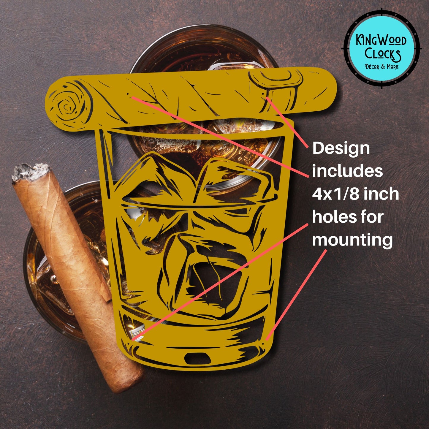 Whiskey & Cigar Metal Wall Art
