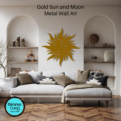 Sun and Moon Metal Wall Art, Bohemian Wall Hanging, Yoga Room Decor, Housewarming Gift for New Homeowner, Spiritual and Mystical Artwork