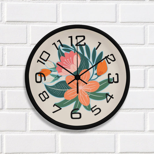 Mid Century Modern Floral Sunshine Wall Clock