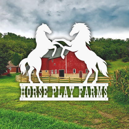 Custom Horse Ranch Metal Sign, Personalized Gate Entry Plaque, Horse Stable Name Plate, Customized Farm Front Entrance Signage, Equine Lover Gift