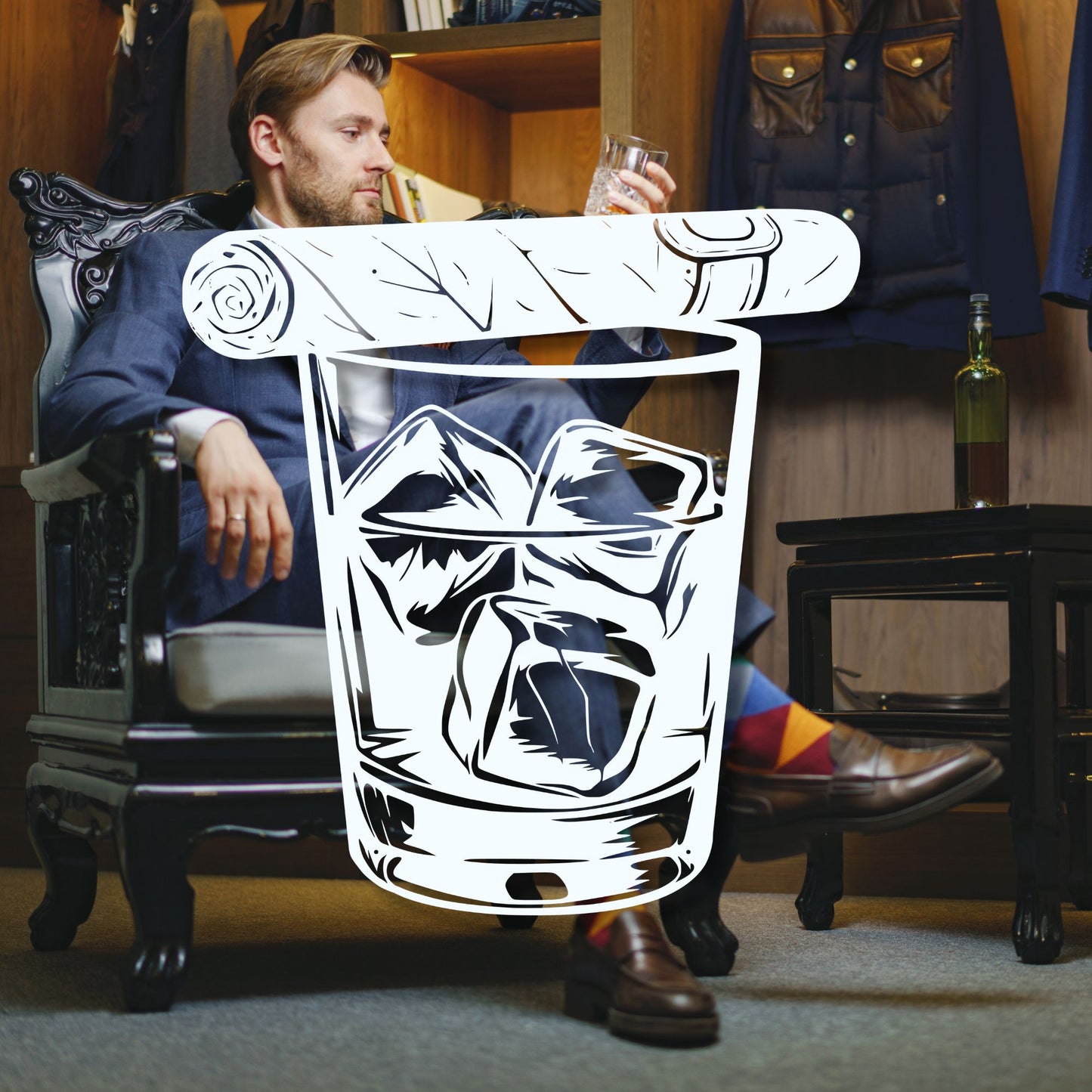 Whiskey & Cigar Metal Wall Art