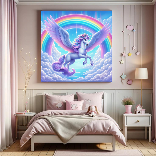Alicorn Rainbow Canvas Wall Art