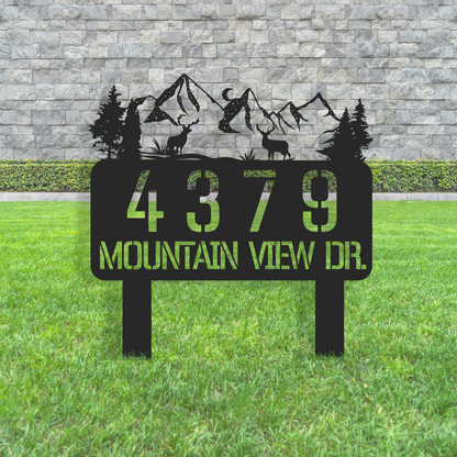 Personalized Mountain Metal Garden Sign w/Stakes, Metal Yard Decor, Custom Garden Name Sign, Flower Bed Plaque, Nana's Gardening Gift