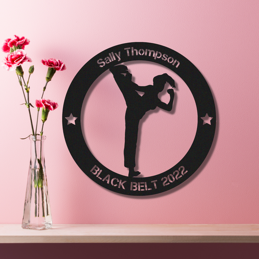 Personalized Martial Arts Girl Metal Wall Art