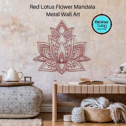 Lotus Flower Mandala Metal Wall Art, Lotus Flower Line Art, Large Living Room Artwork, Mandala Wall Hanging Decor, Spiritual Wiccan Style