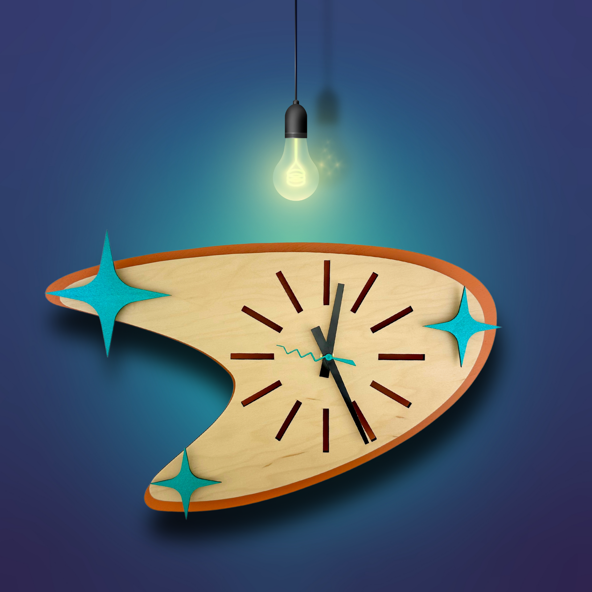 Mid Century Modern Boomerang Clock – KingWood Clocks Décor & More Mid Century Modern Boomerang Clock – KingWood Clocks Décor & More