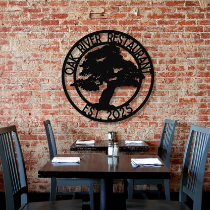 Personalized Oak Tree Of Metal Wall Sign
