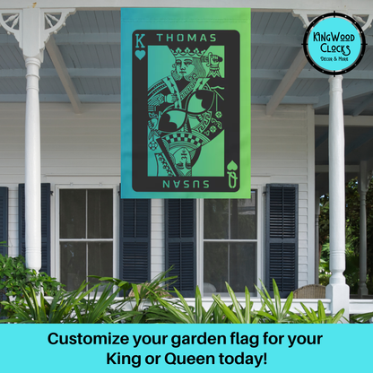 ersonalized King & Queen Garden Flag, Engagement Gift for Couples, Customized Wedding Gift, Him and Her Anniversary, Custom Outdoor Decor