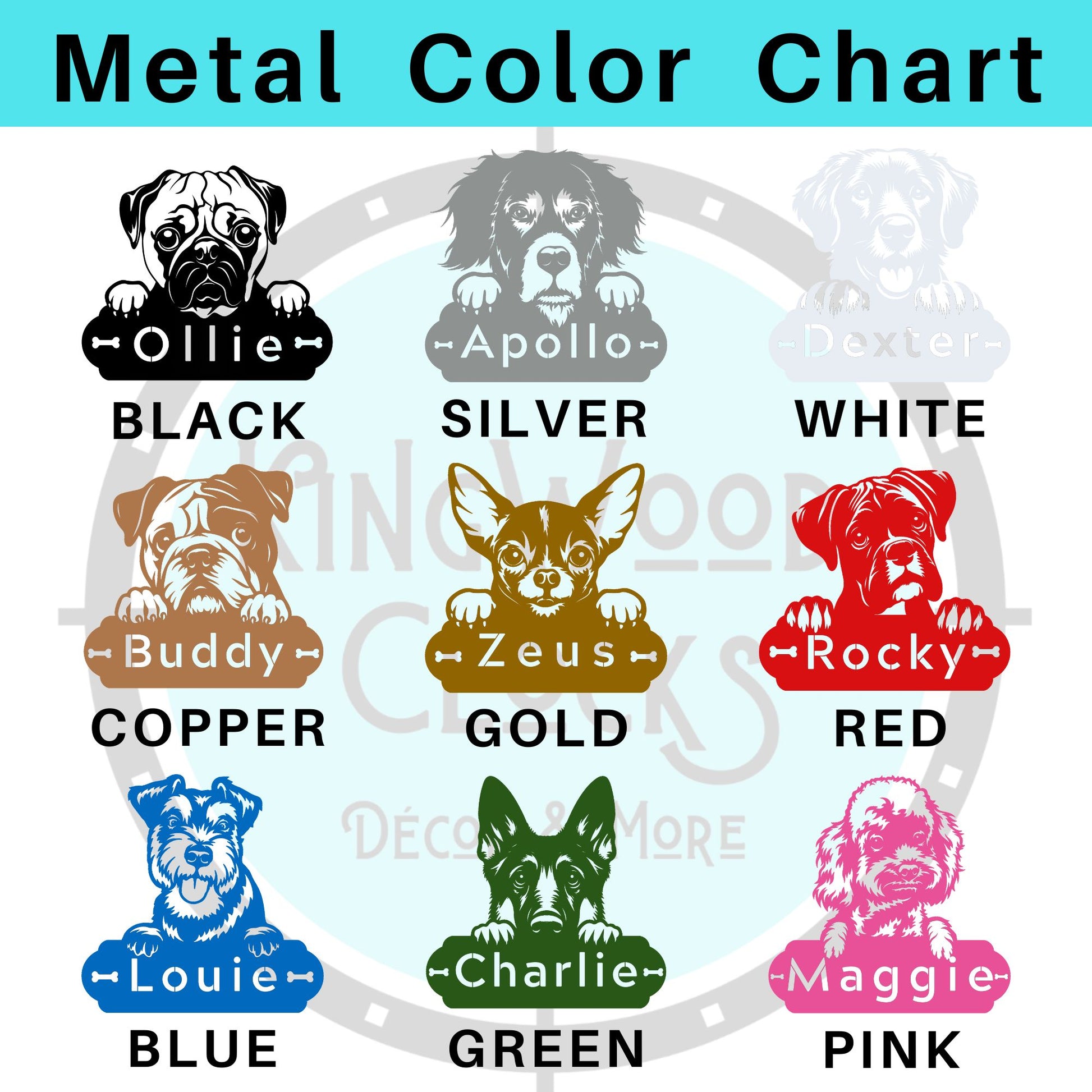 Personalized Dog Name Sign color chart