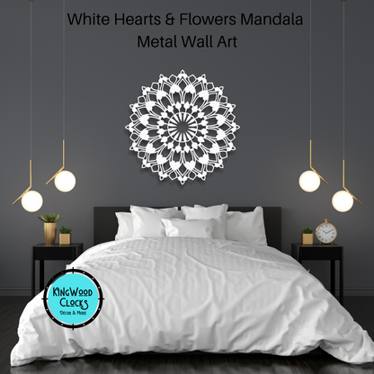 Hearts and Flowers Mandala Metal Wall Art