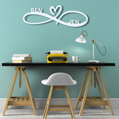 Personalized Infinity Heart Metal Wall Art