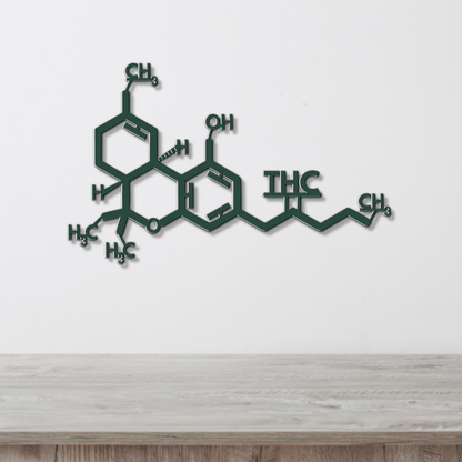 Marijuana Molecule Wall Art, Cannabis Smoke Room Decor, 420 Stoner Gift, THC Particle Metal Wall Hanging, Science Herbology Chemistry Decor