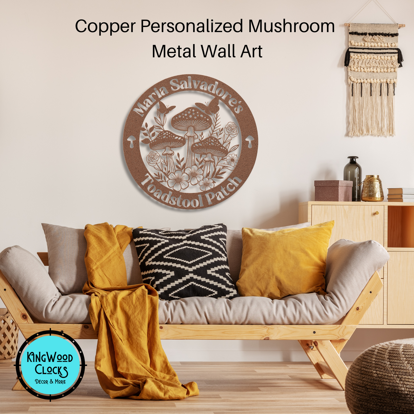 Personalized Mushroom Metal Wall Art copper lin living room