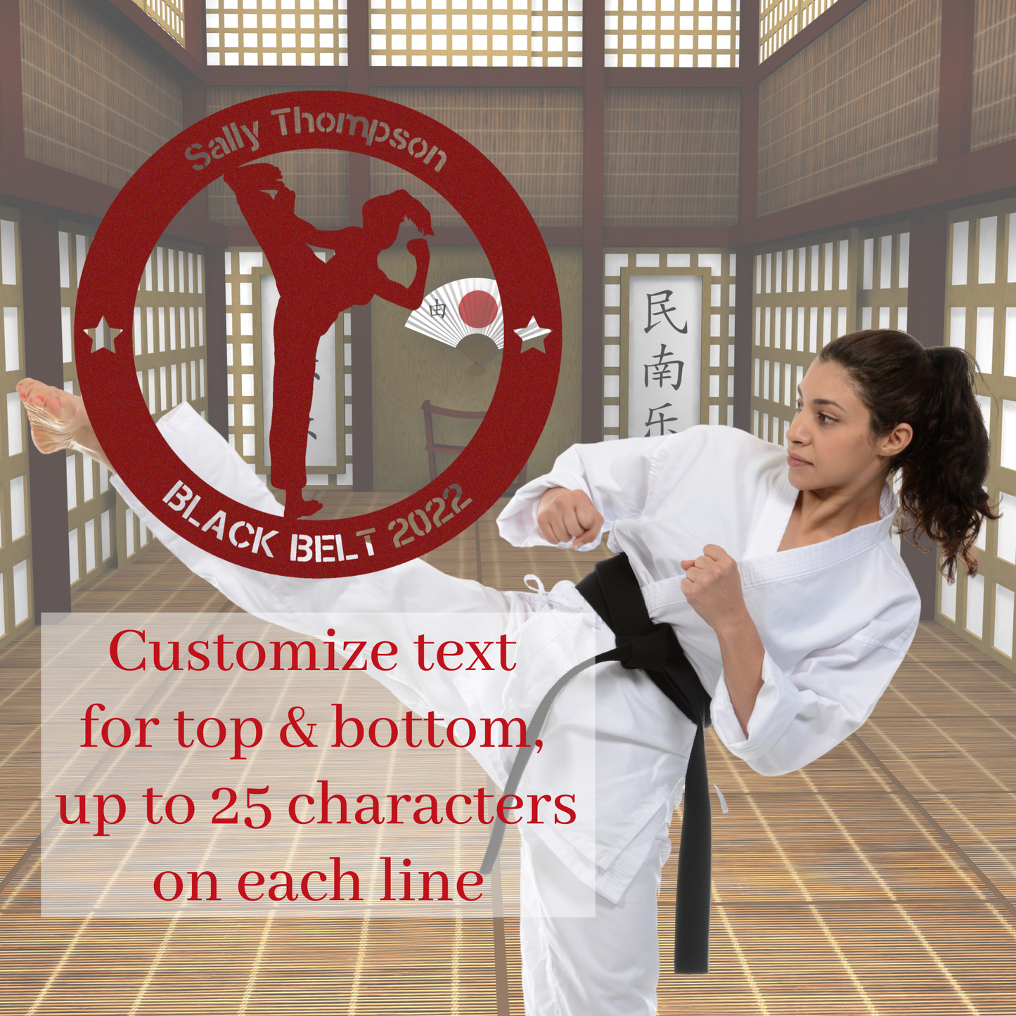 Personalized Martial Arts Girl Metal Wall Art