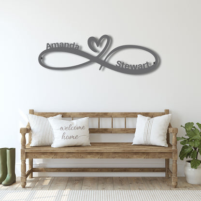 Personalized Infinity Heart Metal Wall Art