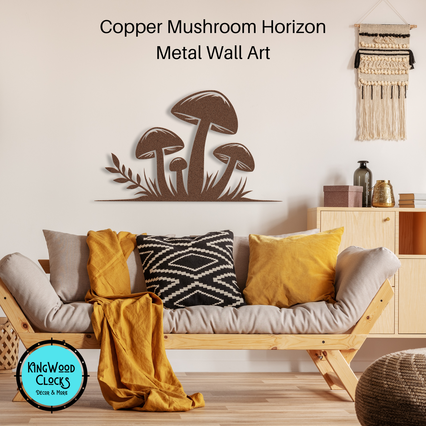 Mushroom Horizon Metal Wall, Toadstool Boho Wall Hanging, Earthy Living, Fungus Room Decor, Psychedelic Mushroom Garden, Mycelium Nerd Gift