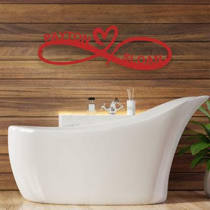Personalized Infinity Heart Metal Wall Art