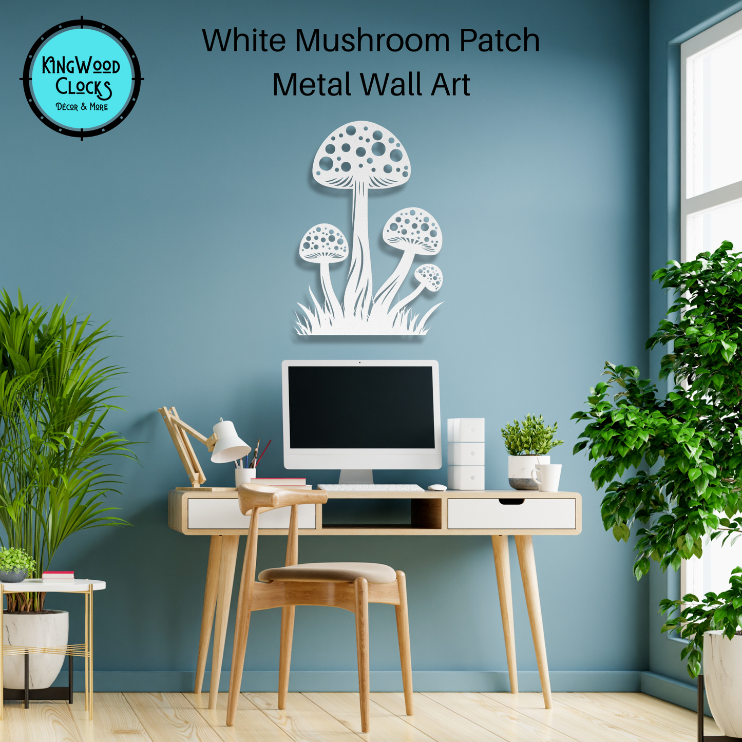 Mushroom patch Metal Wall Art, Toadstool Boho Wall Hanging, Earthy Living, Fungus Room Decor, Psychedelic Mushroom Garden, Mycelium Nerd white in home office