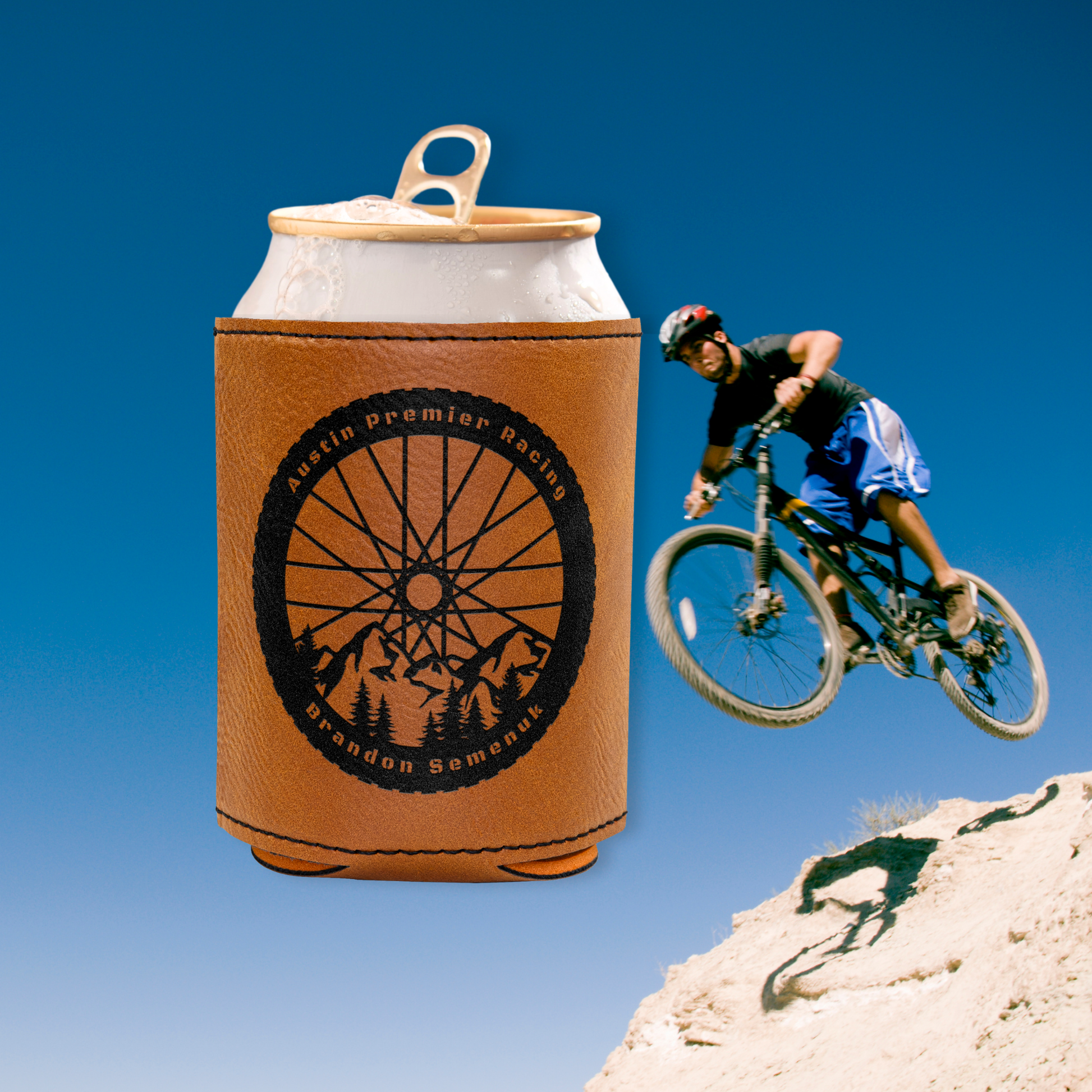 Personalized Mountain Bike Can Cooler