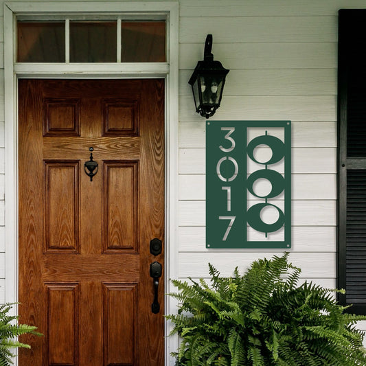 Metal Vertical Olive Address Sign