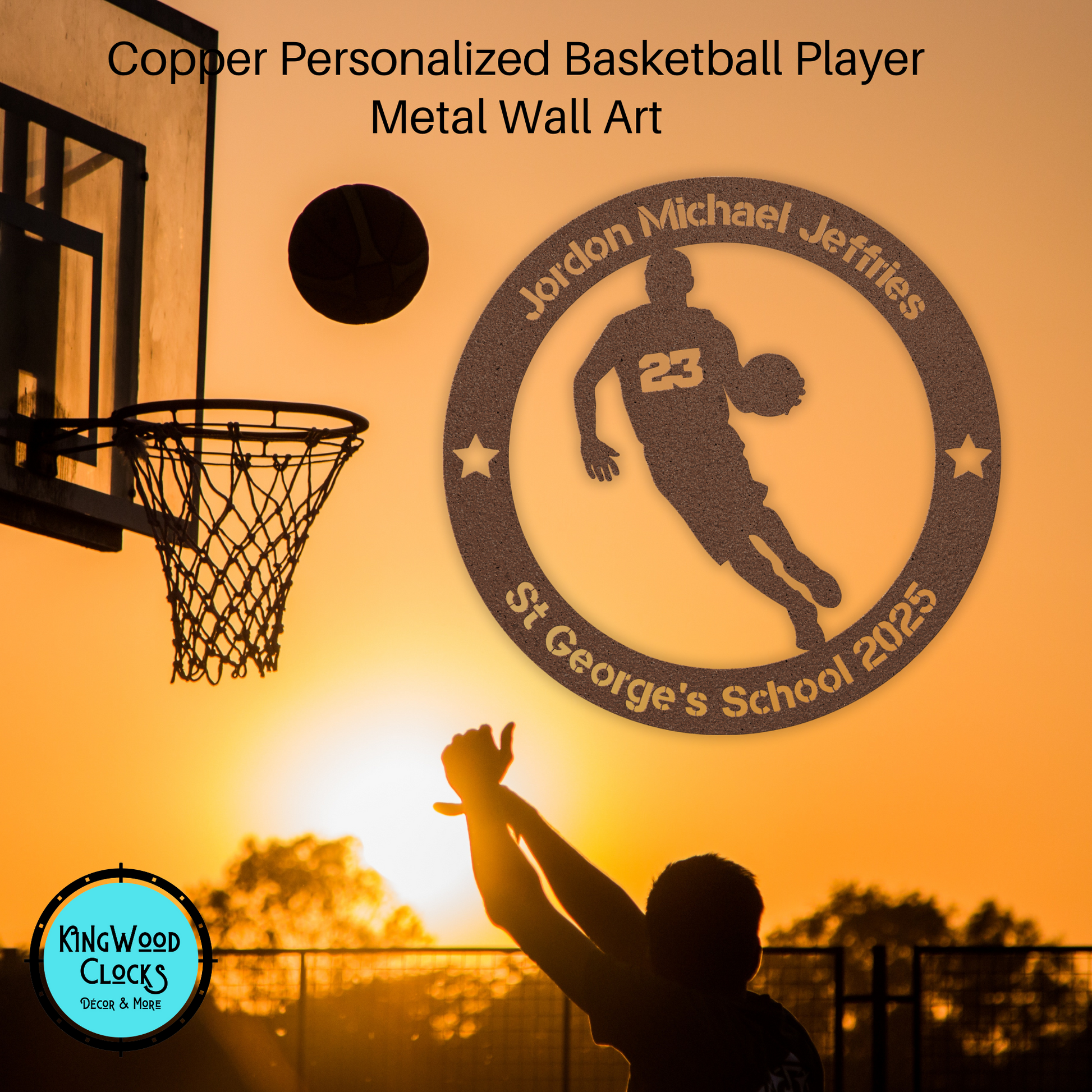 Personalized Basketball Metal Wall Art, Sports Trophy Award for Men's All Star Hoops, Boys Bedroom Wall Hanging Artwork, Youth School Reward