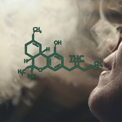 Marijuana Molecule Metal Wall Art, Cannabis Smoke Room Decor