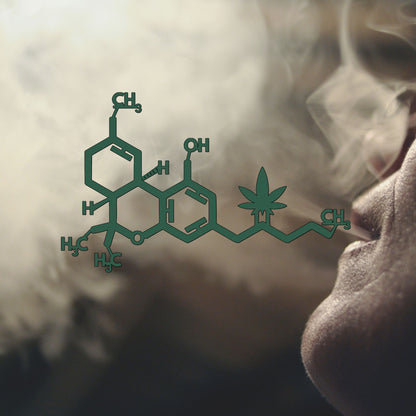Marijuana Molecule Metal Wall Art, Cannabis Smoke Room Decor