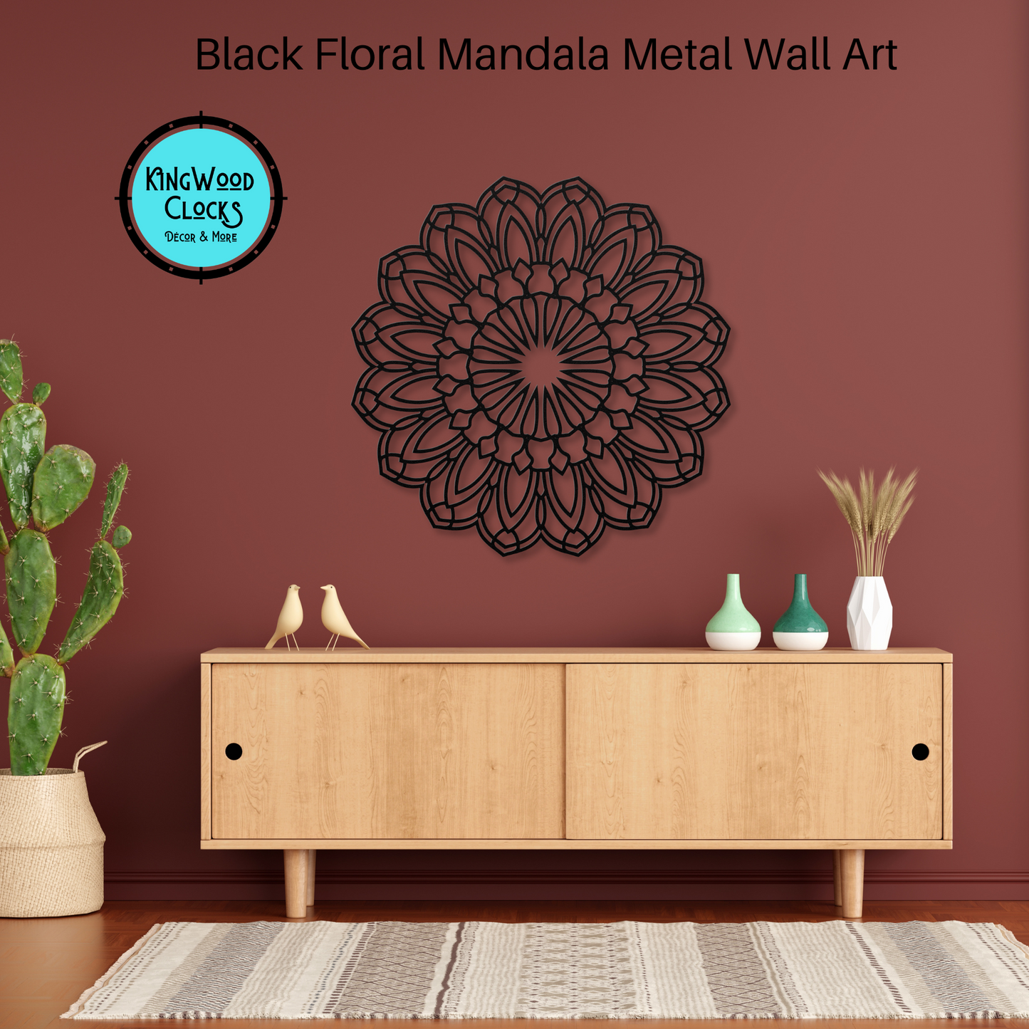 Floral Mandala Metal Wall Art, Large Living Room Wall Art, Bohemian Flower Wall Hanging Decor, Housewarming Gift Idea, Yoga Meditation Space