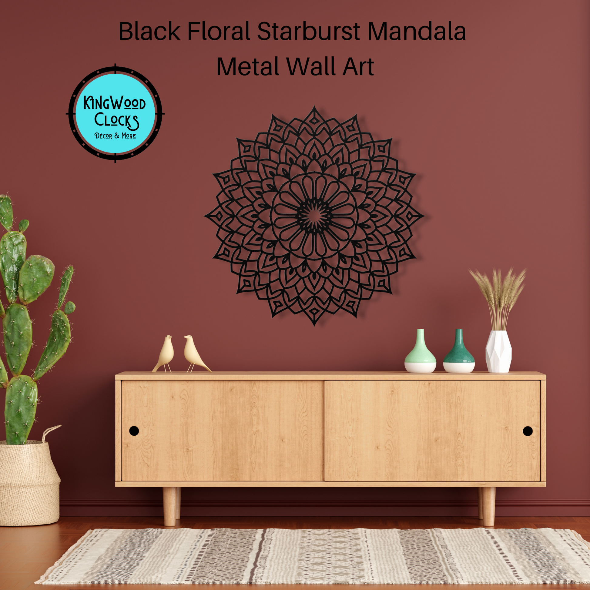 Floral Starburst Mandala Metal Wall Art, Wall Art, Large Living Room Wall Art, Bohemian Wall Hanging, Flower Wall Art, Housewarming Gifts