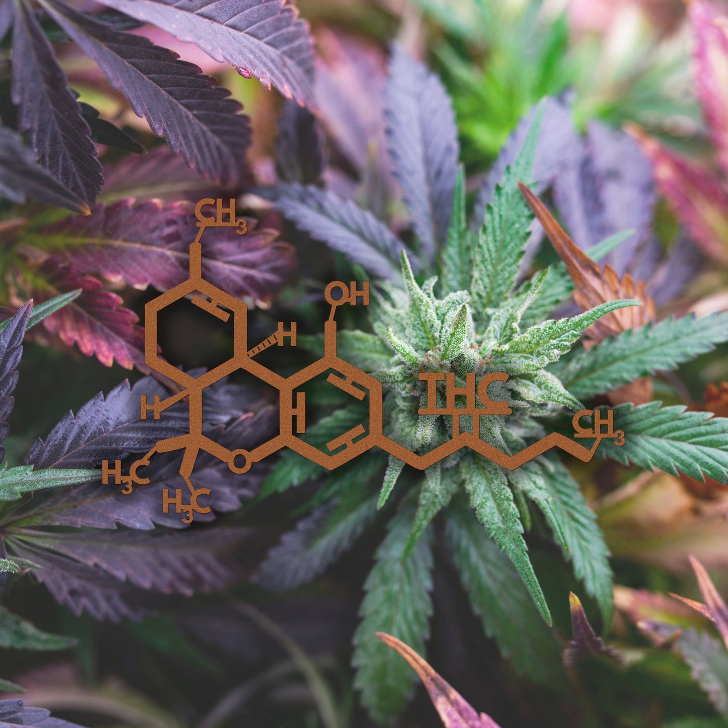 Marijuana Molecule Metal Wall Art, Cannabis Smoke Room Decor