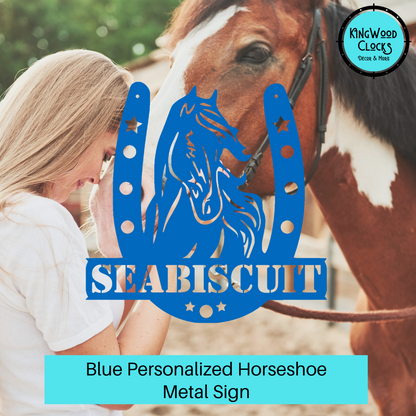 Personalized Horseshoe Metal Sign w/ Horse Portrait & Custom Name