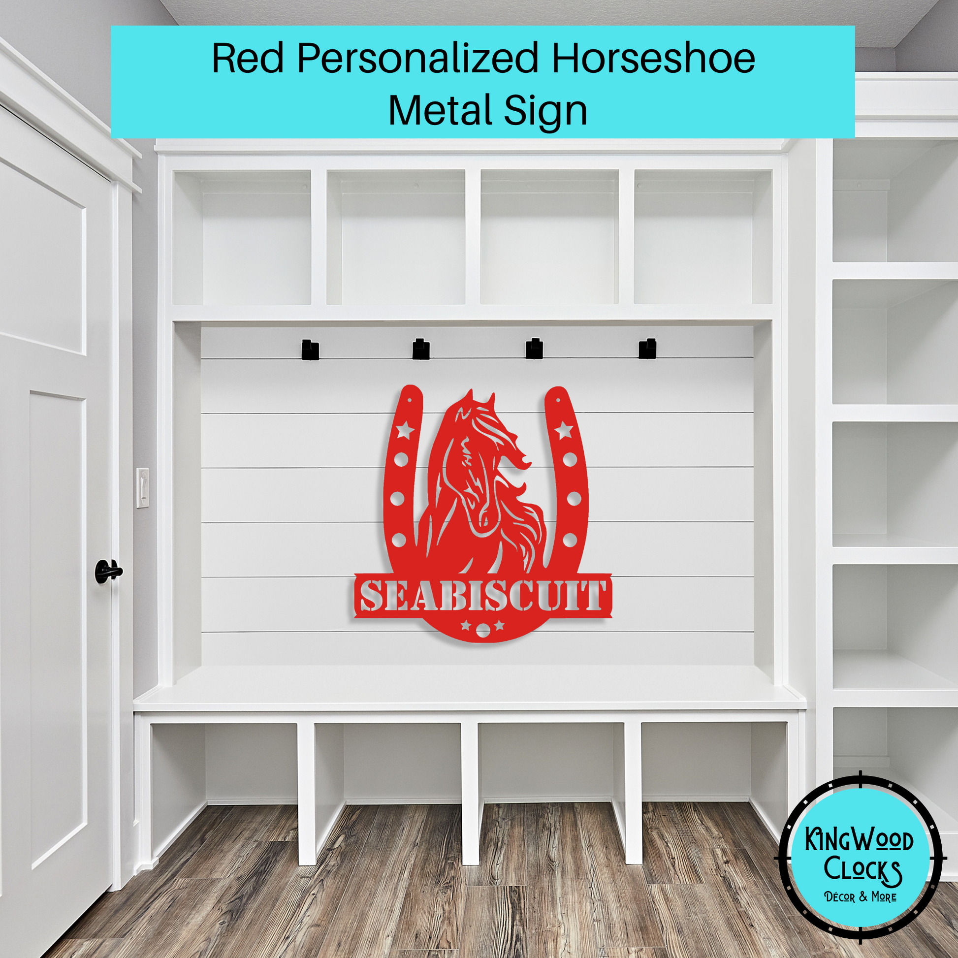 Personalized Horseshoe Metal Sign w/ Horse Portrait & Custom Name