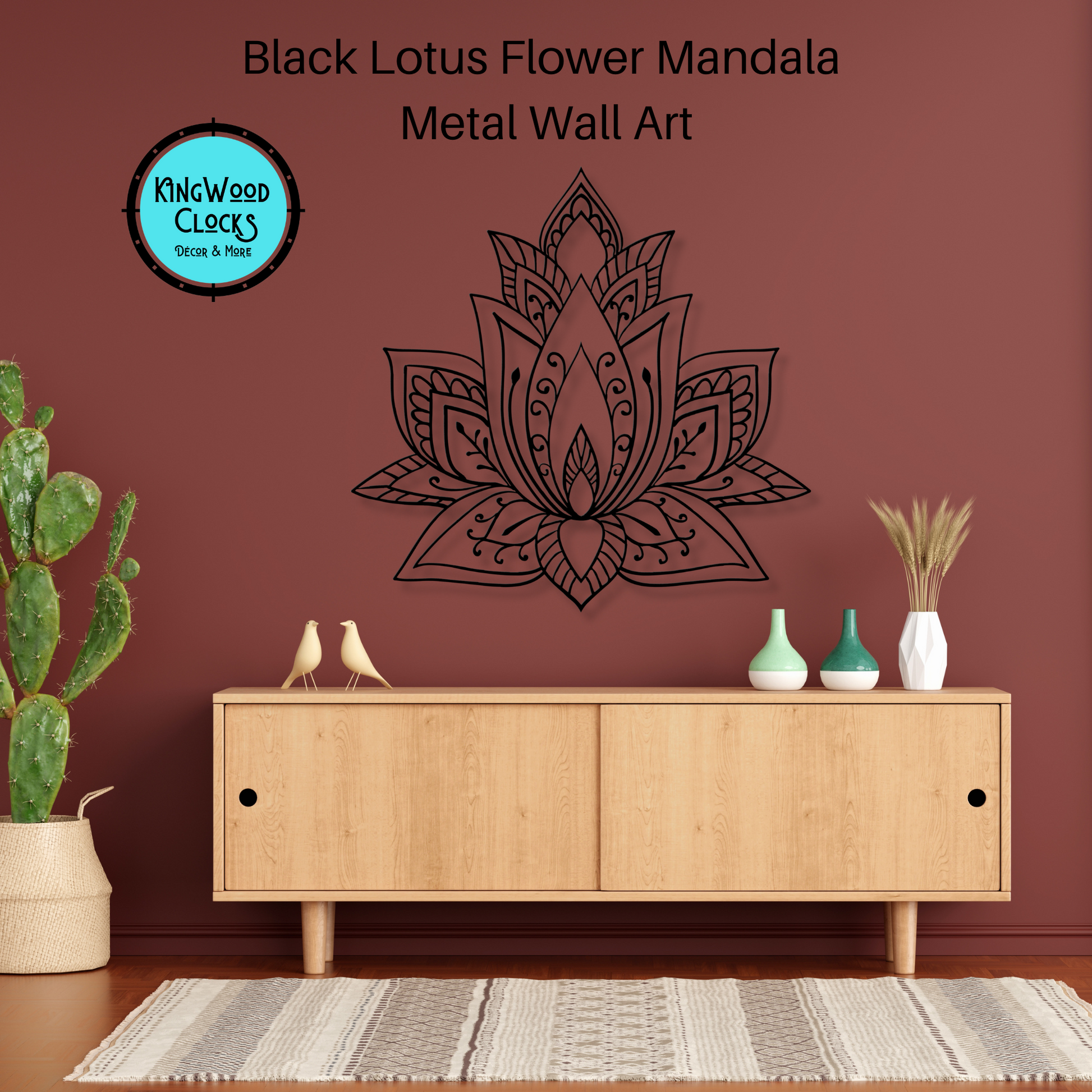 Lotus Flower Mandala Metal Wall Art, Lotus Flower Line Art, Large Living Room Artwork, Mandala Wall Hanging Decor, Spiritual Wiccan Style