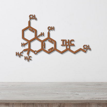 Marijuana Molecule Wall Art, Cannabis Smoke Room Decor, 420 Stoner Gift, THC Particle Metal Wall Hanging, Science Herbology Chemistry Decor