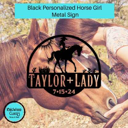 Personalized Horse Girl Metal Sign