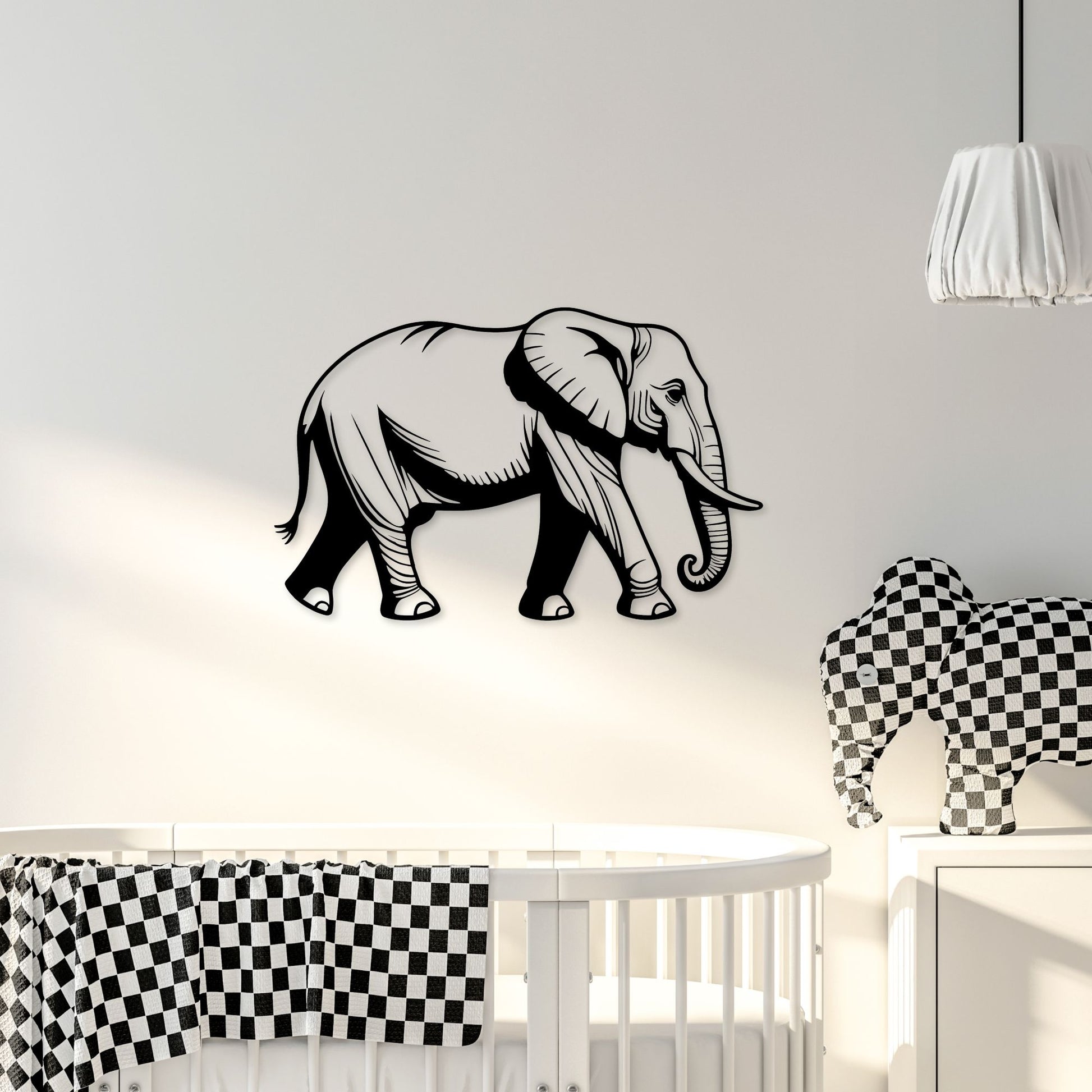 Elephant Metal Wall Art, Boy's Over Bed Bedroom Decor, Kids Animal Theme Playroom Decorations, Son & Grandson Gift