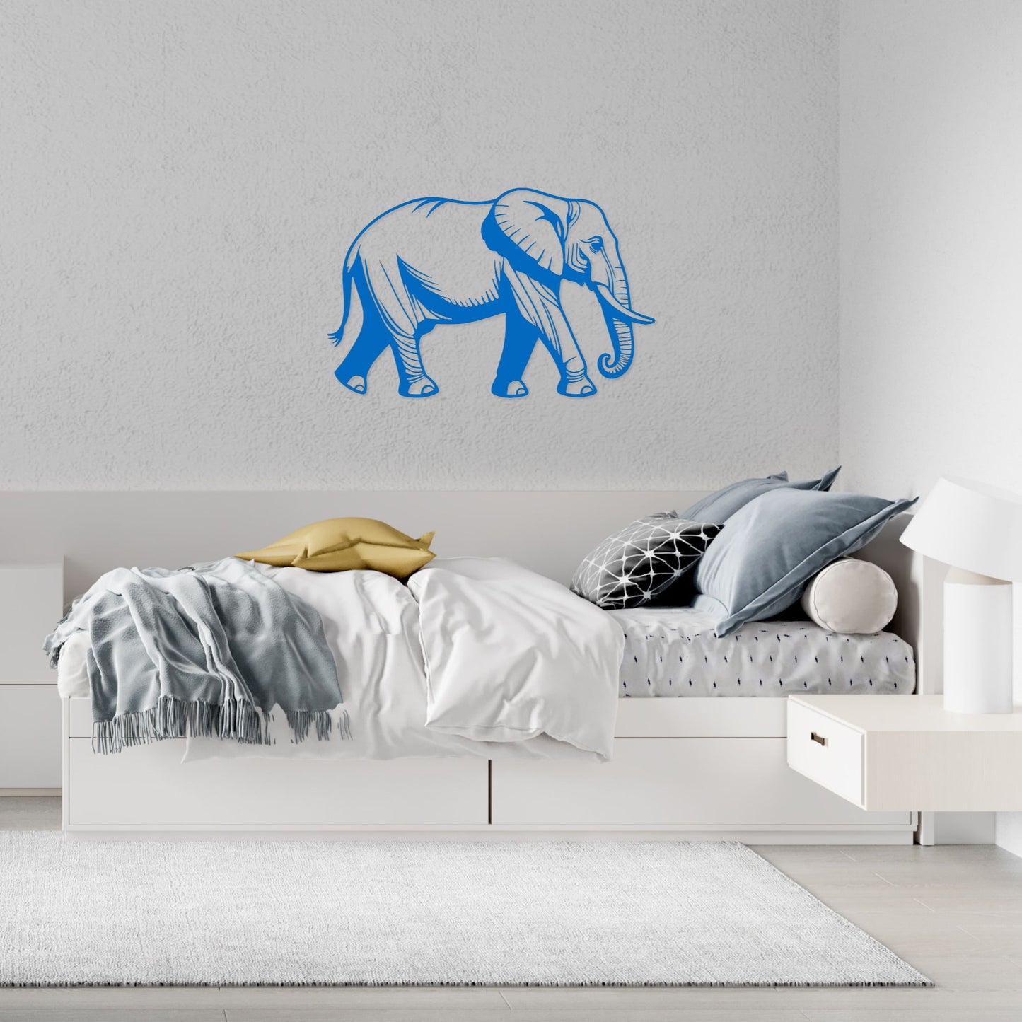 Elephant Metal Wall Art, Boy's Over Bed Bedroom Decor, Kids Animal Theme Playroom Decorations, Son & Grandson Gift