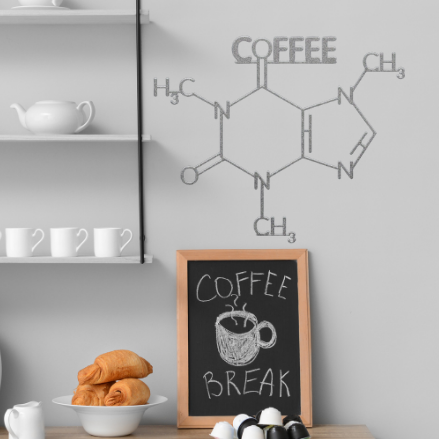 Coffee Molecule Metal Wall Art at barista drink station