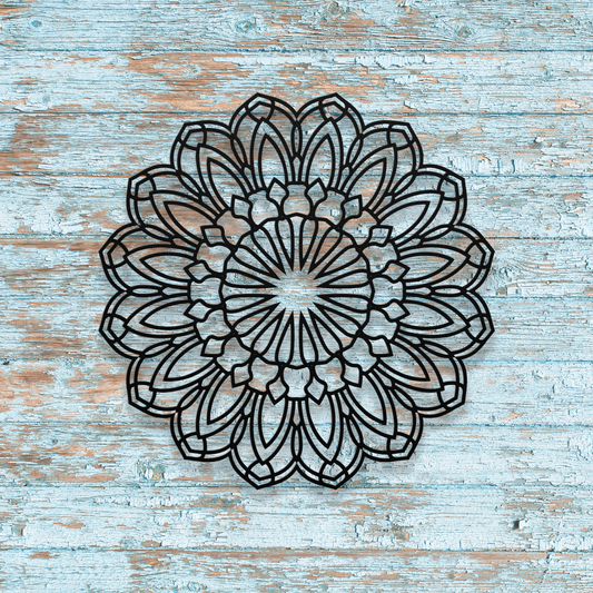 Floral Mandala Metal Wall Art, Large Living Room Wall Art, Bohemian Flower Wall Hanging Decor, Housewarming Gift Idea, Yoga Meditation Space