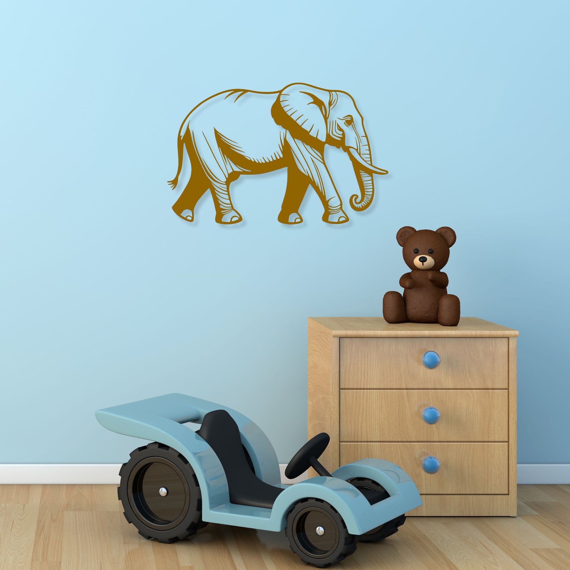 Elephant Metal Wall Art, Boy's Over Bed Bedroom Decor, Kids Animal Theme Playroom Decorations, Son & Grandson Gift